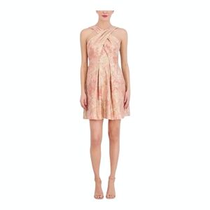 Vince‎ Camuto Petite Metallic Jacquard Fit & Flare Dress 12P Coral Pink